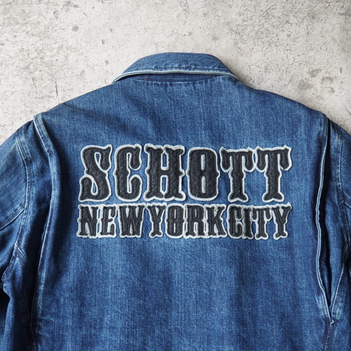 SCHOTT DENIM TRUCKER MORTERCYCLE JACKET - SMITHSVINTAGECLUB