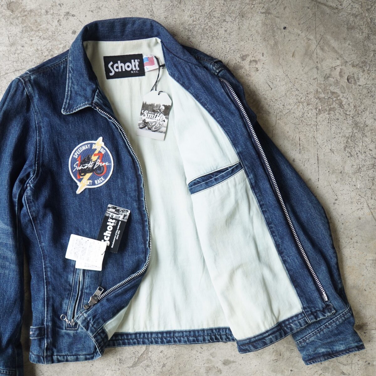 SCHOTT DENIM TRUCKER MORTERCYCLE JACKET - SMITHSVINTAGECLUB