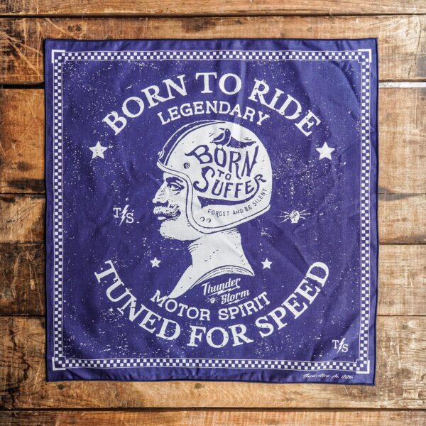 ผ้าเช็ดหน้าลาย BORN TO RIDE(BLUE)