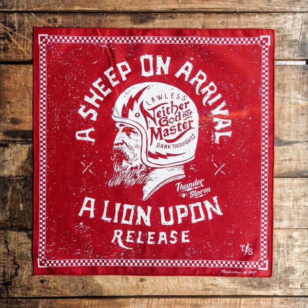 ผ้าเช็ดหน้าลาย A SHEEP ON ARRIVAL(RED)