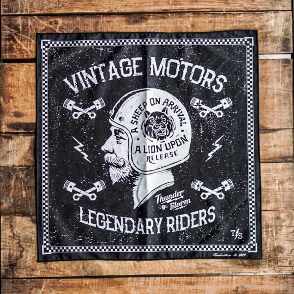 ผ้าเช็ดหน้าลาย VINTAGE MOTORS BANDANA(BLACK)