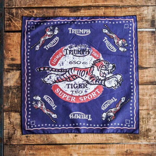 ผ้าเช็ดหน้าลาย TRIUMPH TIGER(NAVY BLUE)